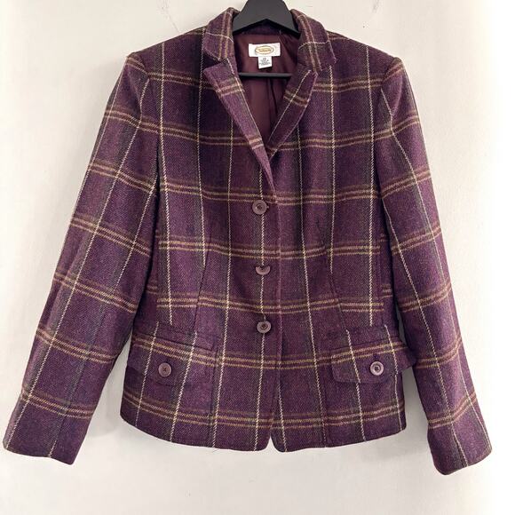 Vintage Talbots Plaid Wool Coat Made in USA Size 10 - Picture 1 of 5